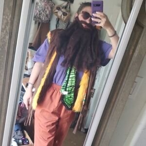 Colorful Hippie Costume with Beard and Accessories